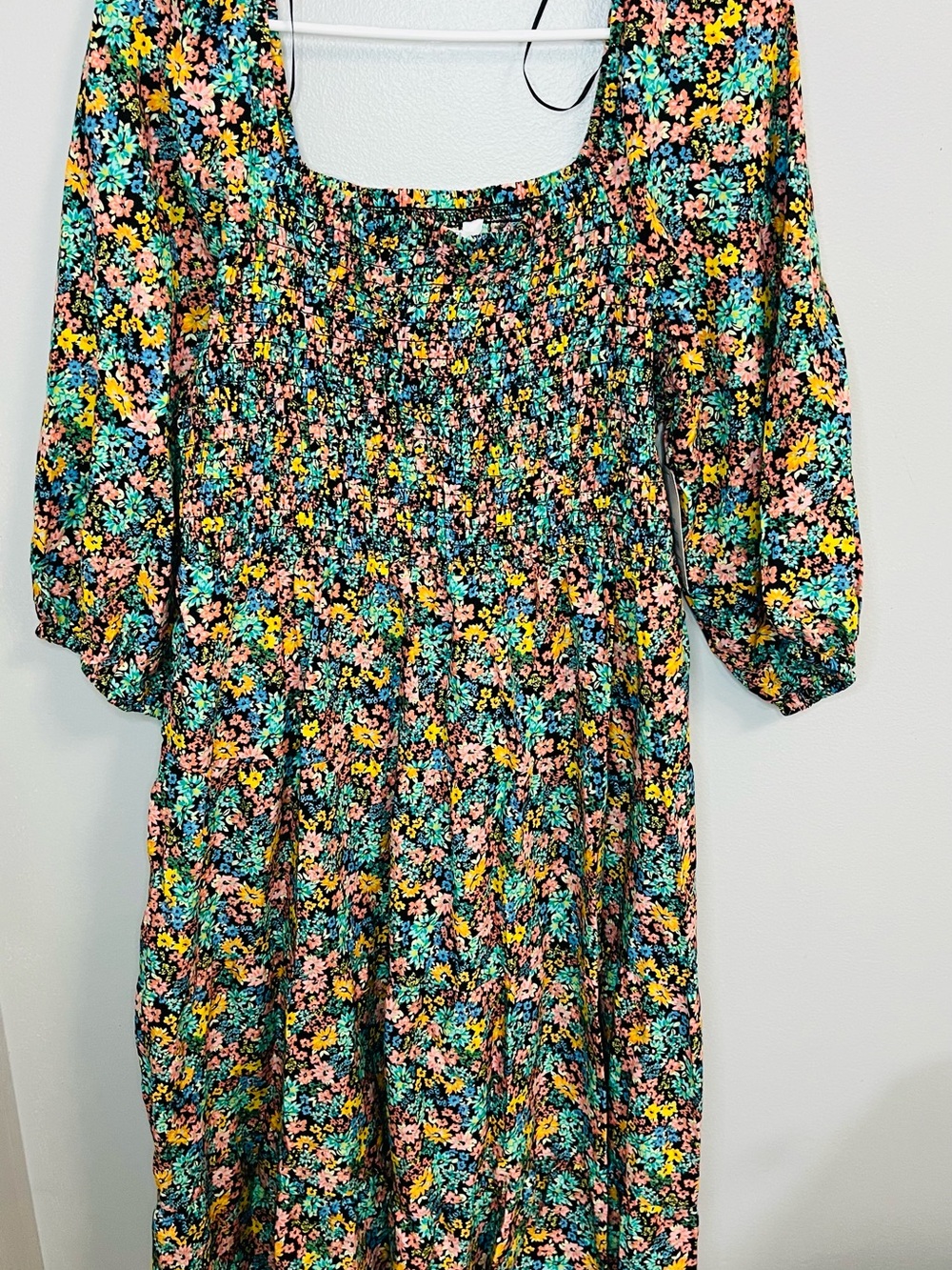 Time and Tru Multi-Color Floral Square-Neck Tunic Dress